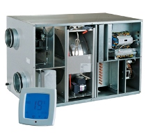 Venting and exhaust ventilation units with rotary recuperator and water heater